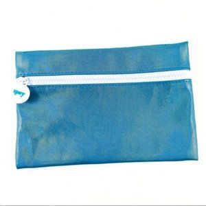 Ipsy Makeup Bag Glossy Shiny Teal Zipper Closure